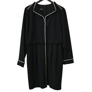 Emporio Armani Black Beige Trim Long Sleeve Sheath Dress Size 46 Approx 10